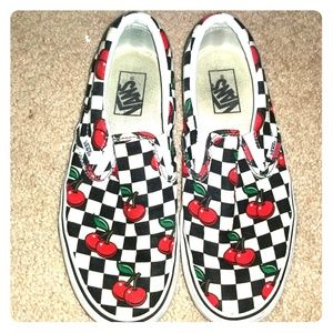 VANS cherry slip on sneakers women's size 9